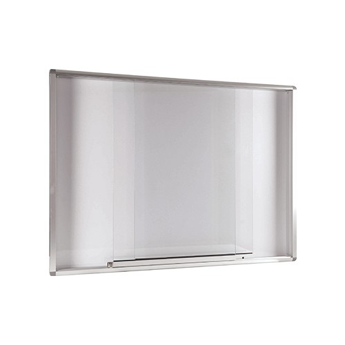 ALUMINIUM FRAME MAGNETIC BOARD WITH SLIDING GLASS CABINET (MG23, 34, 45, 46, 48, 410, 412)