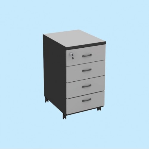 FS GREY SERIES 4 DRAWERS MOBILE PEDESTAL [OF-FS-M4D (G)]