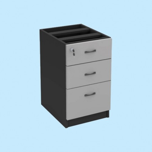 FS GREY SERIES HIGH 3 DRAWERS FIXED PEDESTAL [OF-FS-F2D+1F (G)]