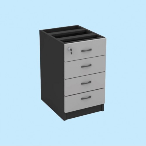 FS GREY SERIES 4 DRAWERS FIXED PEDESTAL [OF-FS-F4D (G)]