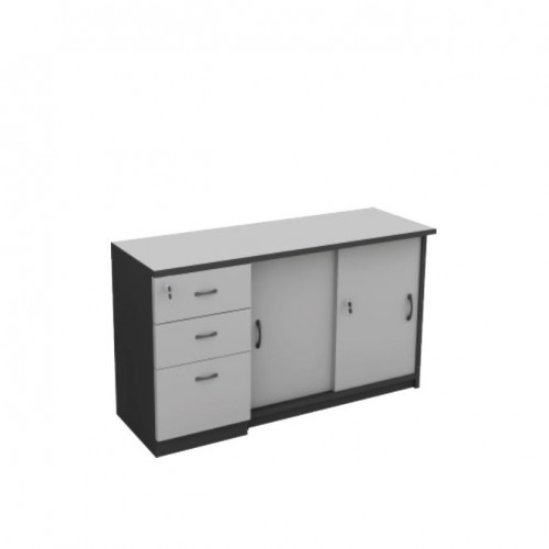 FS GREY PEDESTAL + SLIDING DOOR CABINET