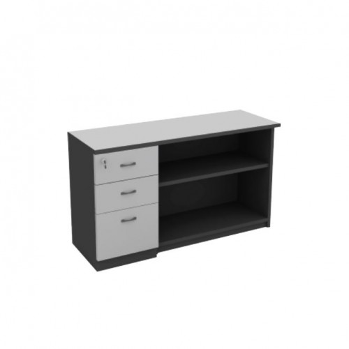 FS GREY PEDESTAL + OPEN SHELF CABINET