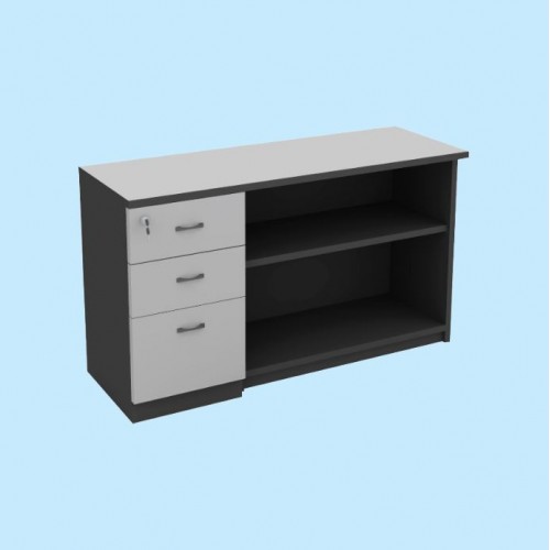 FS GREY SERIES PEDESTAL + OPEN SHELF CABINET [OF-FS-12CE (G)]