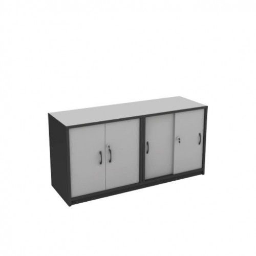 FS GREY SWING DOOR + SLIDING DOOR CABINET