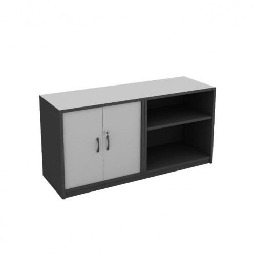 FS GREY SWING DOOR + OPEN SHELF CABINET