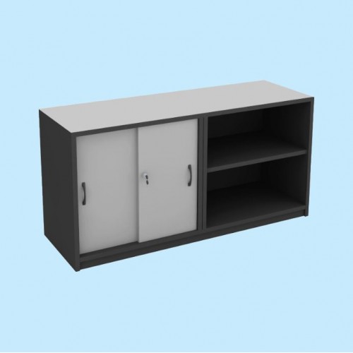 FS GREY SERIES SLIDING DOOR + OPEN SHELF CABINET [OF-FS-15M-BC (G) | OF-FS-18M-BC (G)]