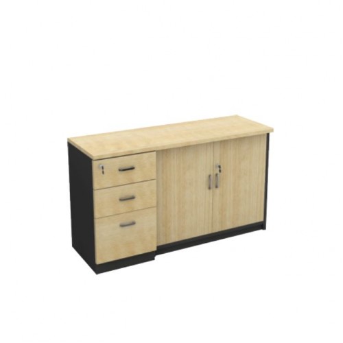 FS MAPLE PEDESTAL + SWINGING DOOR CABINET