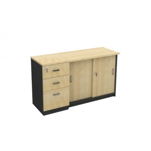 FS MAPLE PEDESTAL + SLIDING DOOR CABINET