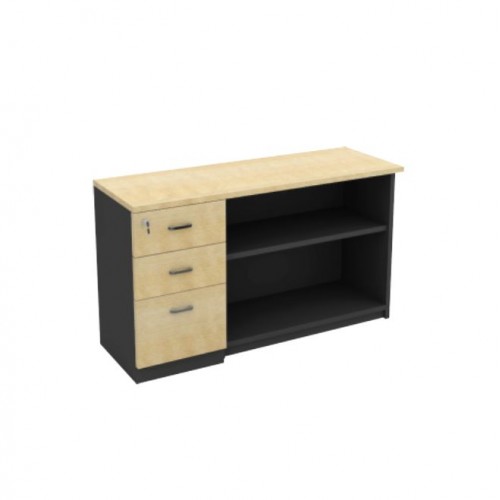 FS MAPLE PEDESTAL + OPEN SHELF CABINET