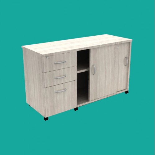 PREMIER SERIES SLIDING DOOR CABINET 2D1F PEDESTAL c/w MOBILE CABINET (OFP-MPSL12066)