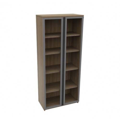 PREMIER FULL GLASS DOOR BOOKSHELF ALUMINIUM FRAME DOOR CABINET