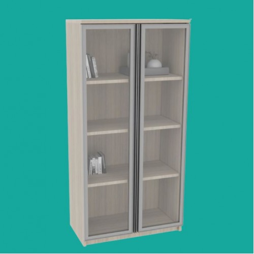 PREMIER SERIES FULL GLASS DOOR BOOKSHELF ALUMINIUM FRAME DOOR CABINET (OFP-FSGC-80180 | OFP-FSGC-90180 | OFP-FSGC-90210)
