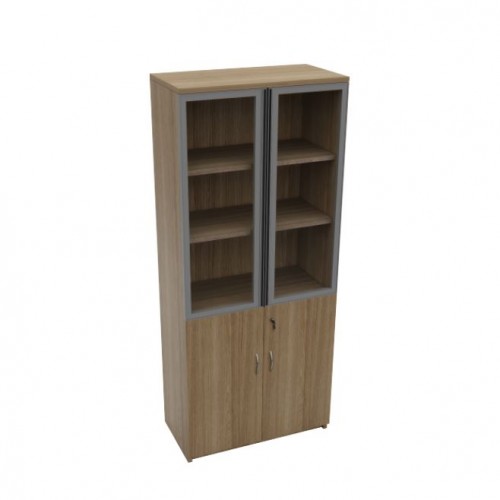 PREMIER HALF GLASS DOOR BOOKSHELF ALUMINIUM FRAME DOOR CABINET