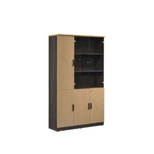 ZIVA BOOK SHELF WITH GLASS DOOR + SINGLE WOODEN DOOR CABINET (LEFT)