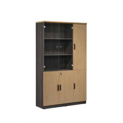 ZIVA BOOK SHELF WITH GLASS DOOR + SINGLE WOODEN DOOR CABINET (RIGHT)