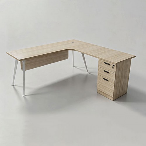 NEUTRAL SERIES L-SHAPE TABLE C/W FIXED PEDESTAL 2D+1F