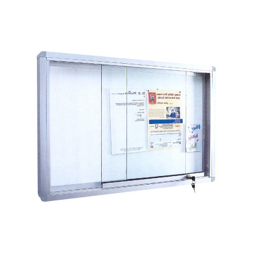 ALUMINIUM FRAME SOFT BOARD WITH SLIDING GLASS CABINET (SG23, 34, 45, 46, 48)