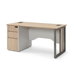 EDGE SERIES STANDARD DESK WITH 1 PEDESTAL (LEFT/RIGHT) + WOODEN SQUARE LEG